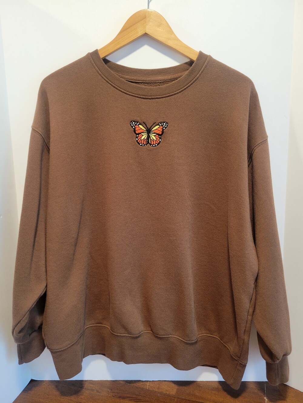 Reflex Embroidered Butterfly Brown Sweatshirt Womens 2XL Casual Fall Comfy